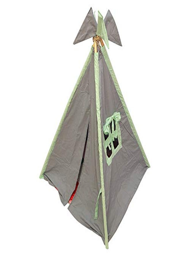CREATIVE TEXTILES Tent House for Kids Teepee Play Tent for Kids, Portable Teepee Flag House for Boys & Girls, Play House for Indoor & Outdoor with Baby Pillow and Cushions-Grey - Image 5